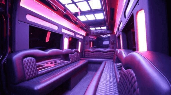 Interior of Charter Bus Company Hammond's 15 Passenger Party Bus in Hammond
