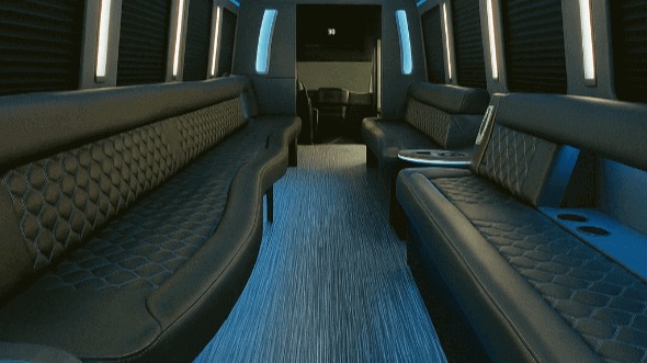 Interior of Charter Bus Company Hoffman Estates's 20 Passenger Party Bus in Hoffman Estates