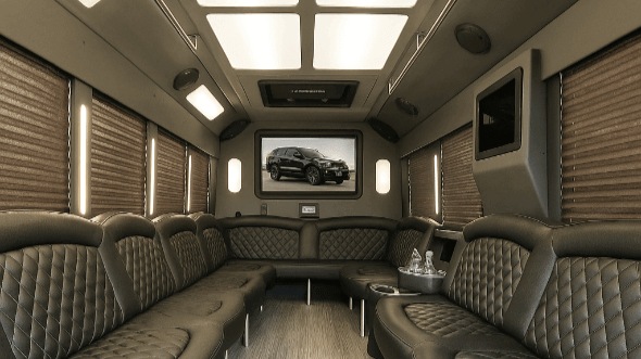 Interior of Charter Bus Company Mount Prospect's 20 Passenger Party Bus in Mount Prospect