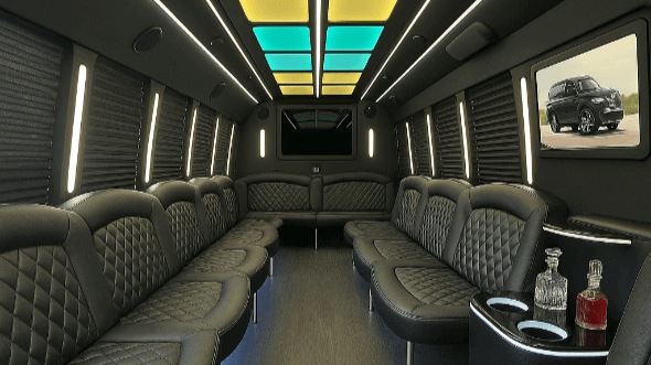 Interior of Charter Bus Company Naperville's 25 Passenger Party Bus in Naperville