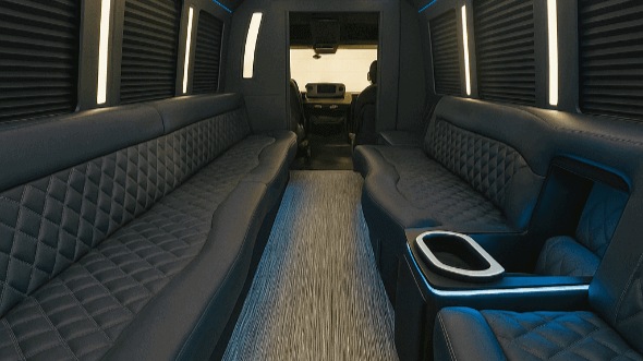 Interior of Charter Bus Company Hoffman Estates's 28 Passenger Party Bus in Hoffman Estates