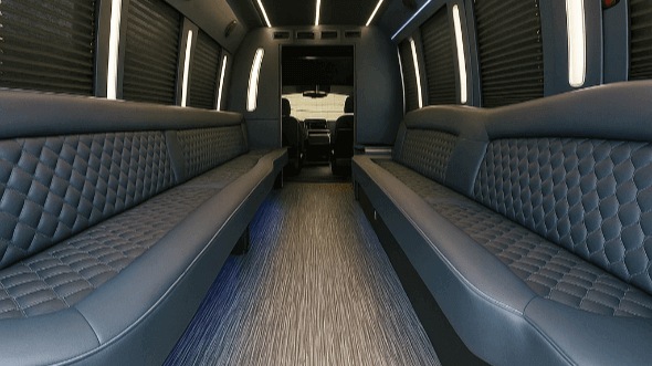 Interior of Charter Bus Company Arlington Heights's 30 Passenger Party Bus in Arlington Heights