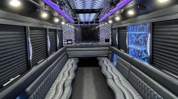 Interior of Charter Bus Company Chicago's 40 Passenger Party Bus in Chicago