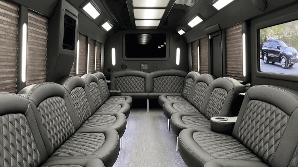 Interior of Charter Bus Company Schaumburg's 40 Passenger Party Bus in Schaumburg