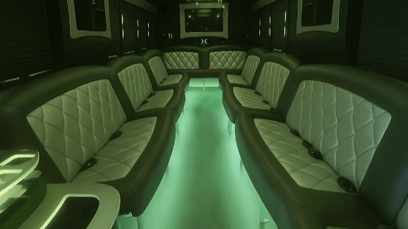Interior of Charter Bus Company Des Plaines's 50 Passenger Party Bus in Des Plaines