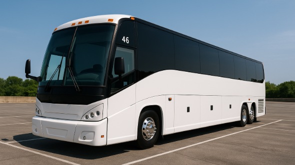 Exterior of Charter Bus Company Elgin's 56 Passenger Charter Bus in Elgin